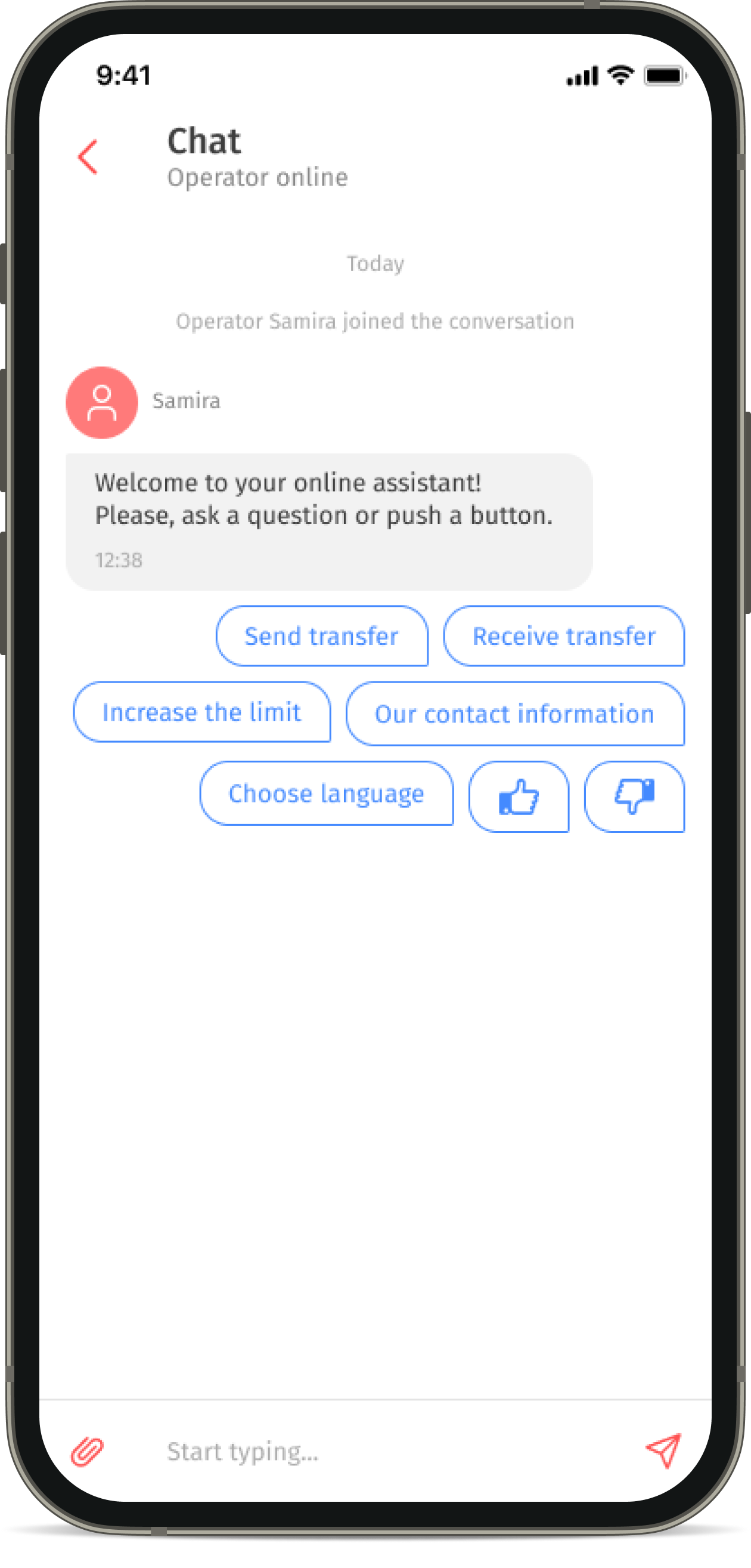 Chat with support in the Korona app