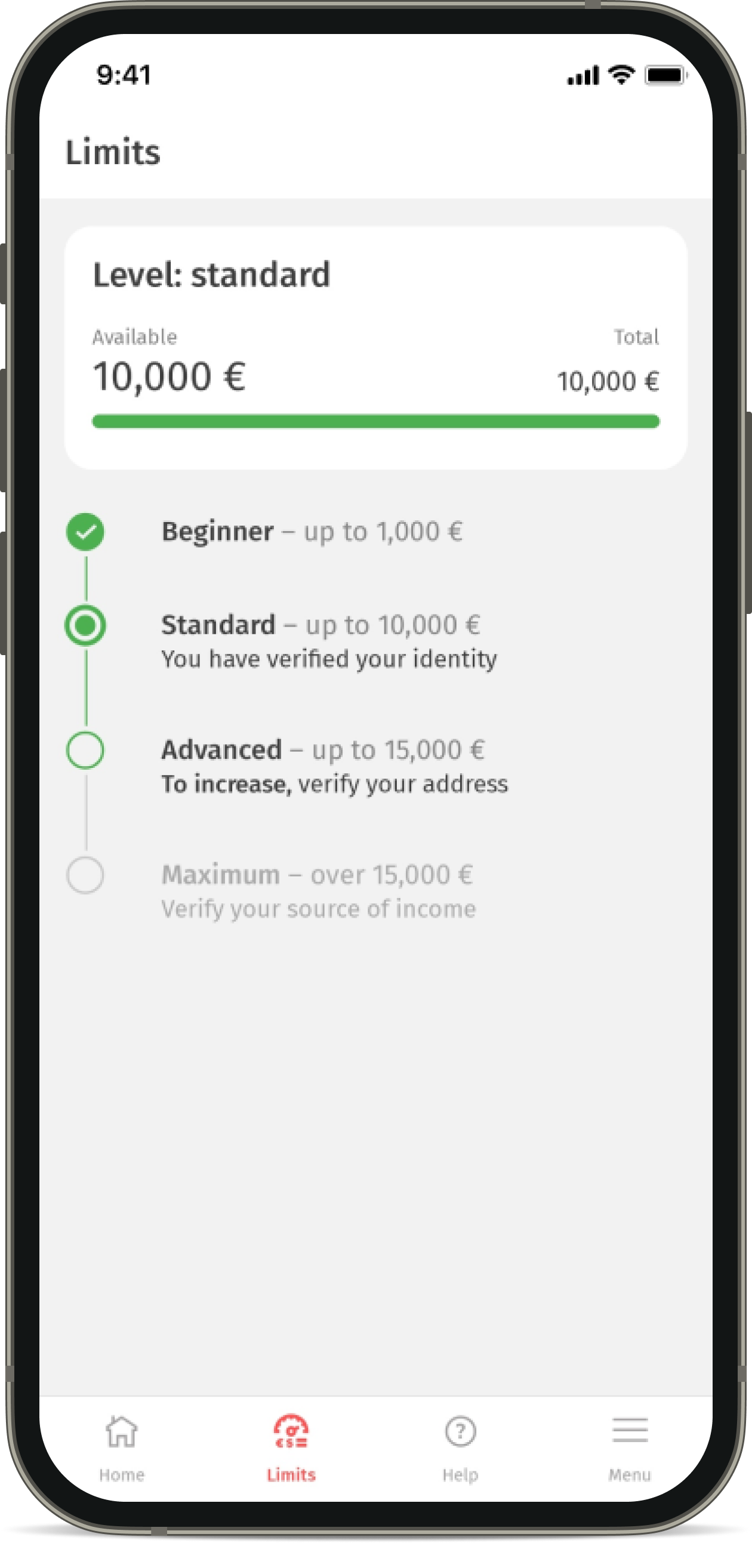 Transfer limits in the Korona app