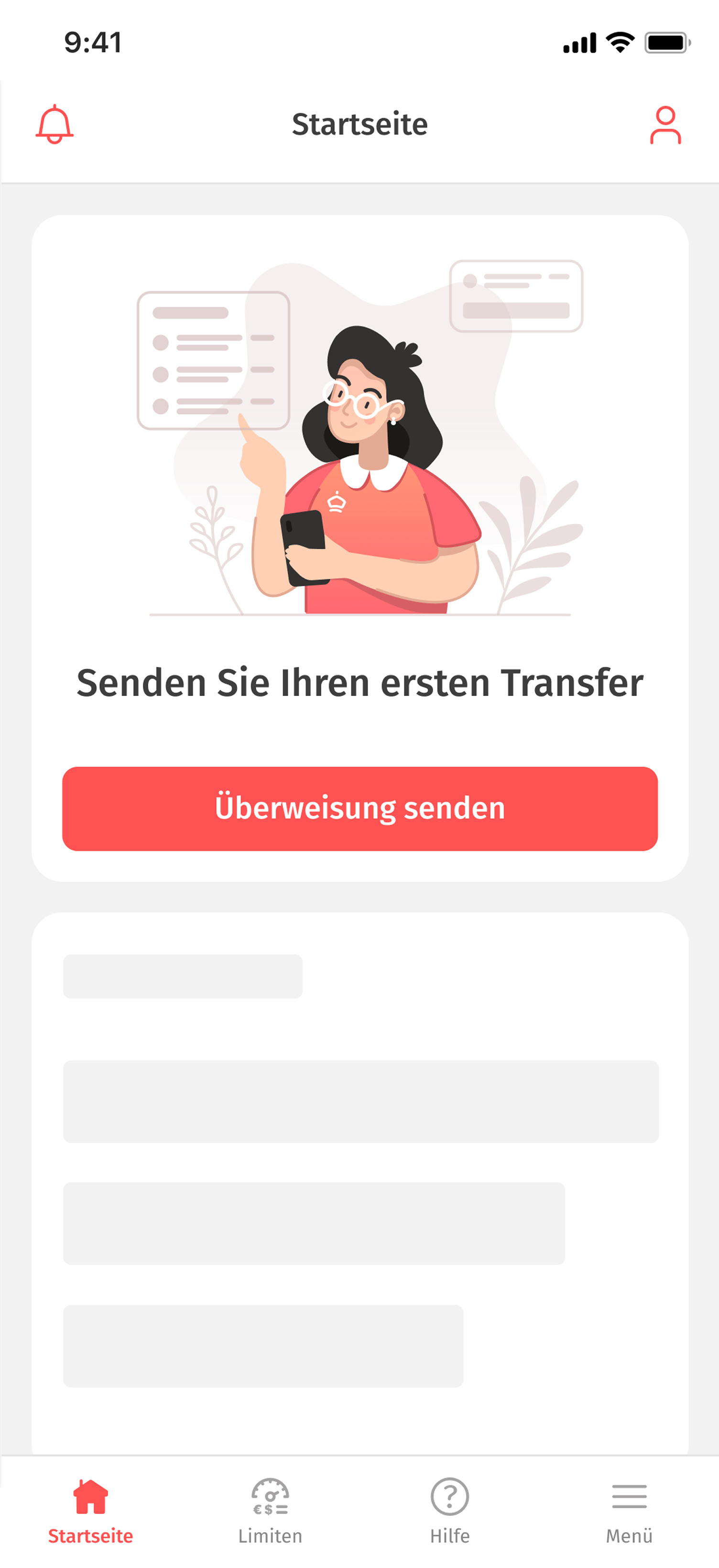 Hauptbildschirm der Korona-App